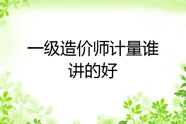 一级造价师计量谁讲的好