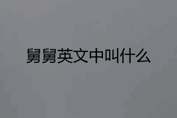 舅舅英文中叫什么