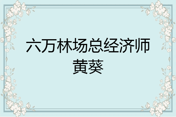 六万林场总经济师黄葵