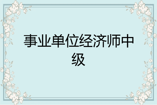 事业单位经济师中级