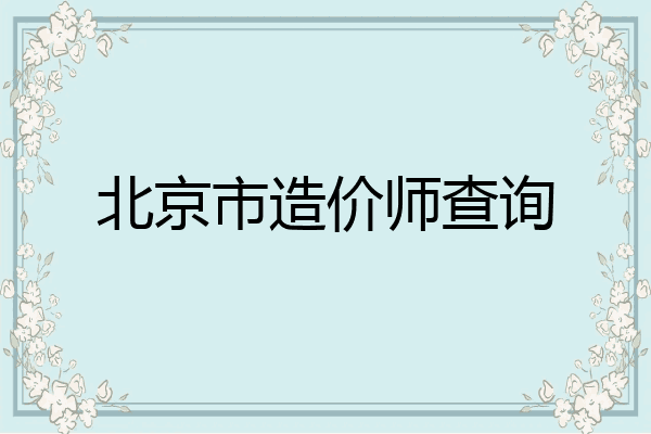 北京市造价师查询