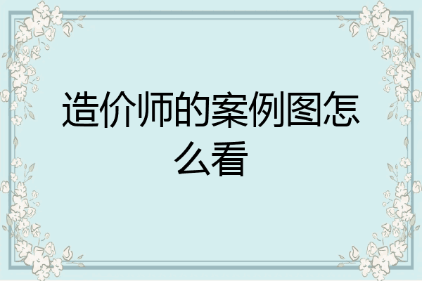 造价师的案例图怎么看