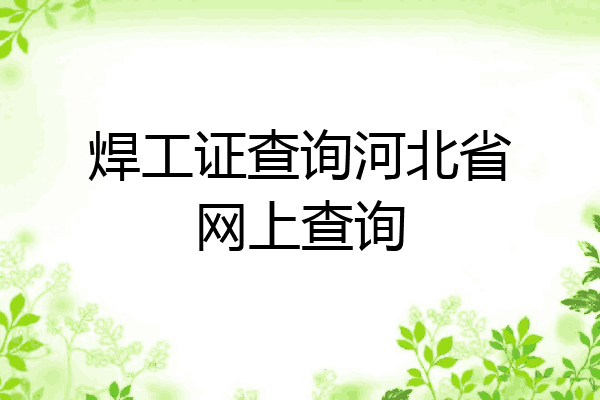 焊工证查询河北省网上查询