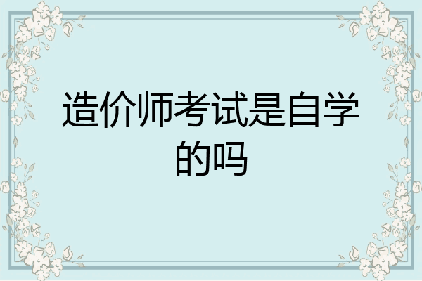 造价师考试是自学的吗