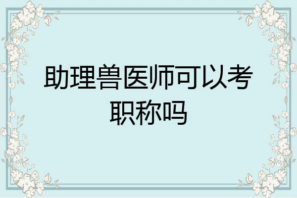 助理兽医师可以考职称吗