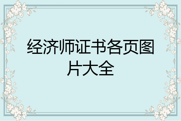 经济师证书各页图片大全