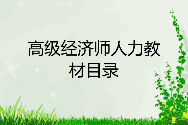 高级经济师人力教材目录