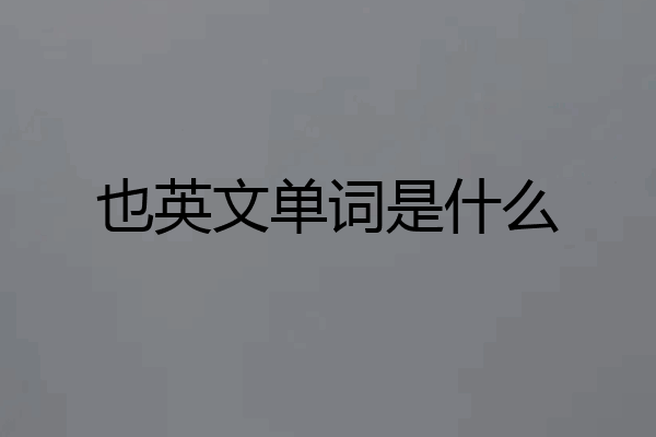 也英文单词是什么