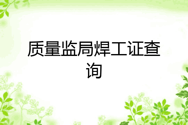 质量监局焊工证查询