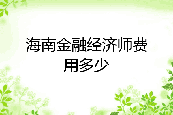 海南金融经济师费用多少