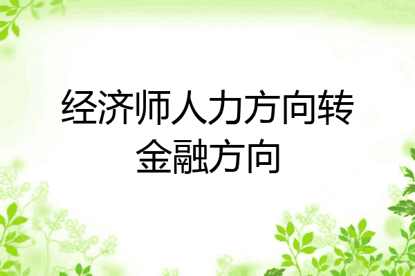 经济师人力方向转金融方向