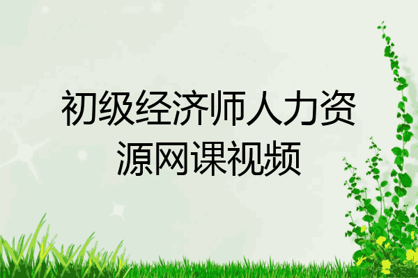 初级经济师人力资源网课视频