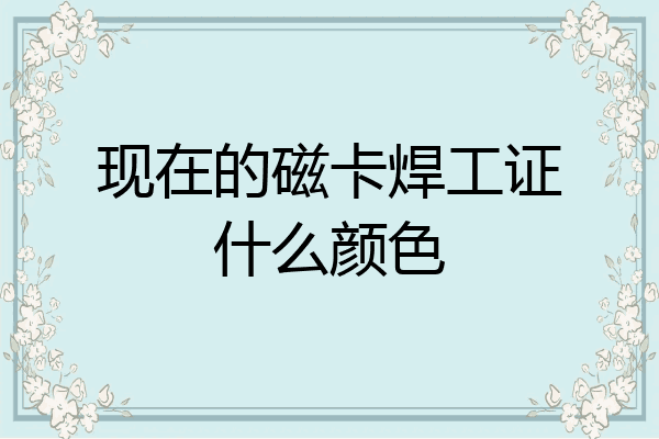 现在的磁卡焊工证什么颜色