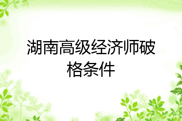 湖南高级经济师破格条件