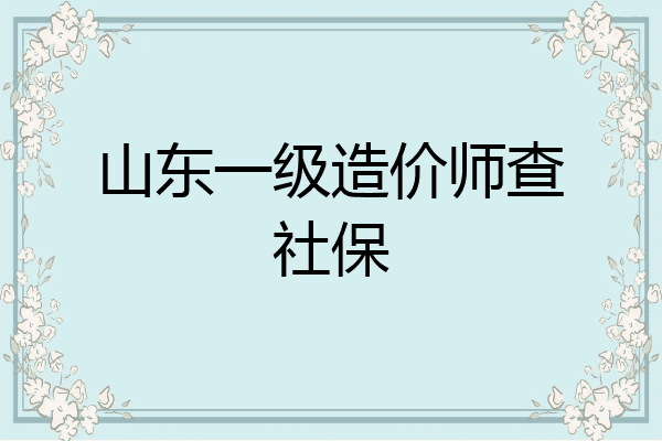 山东一级造价师查社保