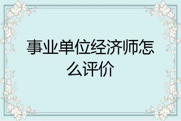 事业单位经济师怎么评价