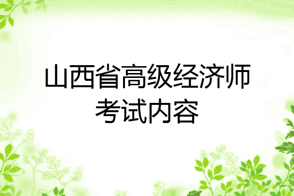 山西省高级经济师考试内容