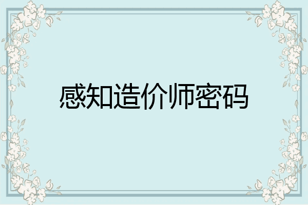 感知造价师密码