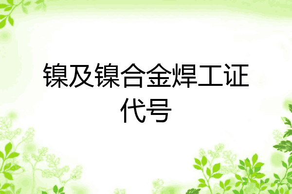镍及镍合金焊工证代号