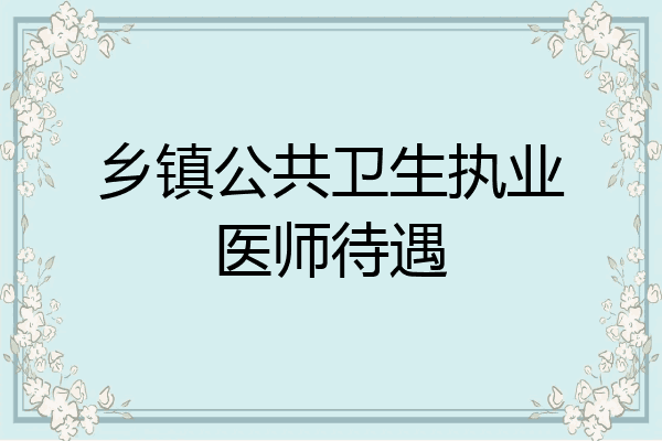 乡镇公共卫生执业医师待遇