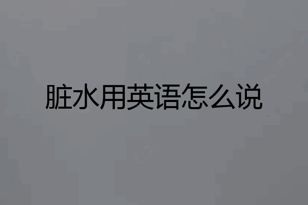 脏水用英语怎么说