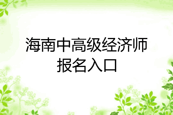海南中高级经济师报名入口