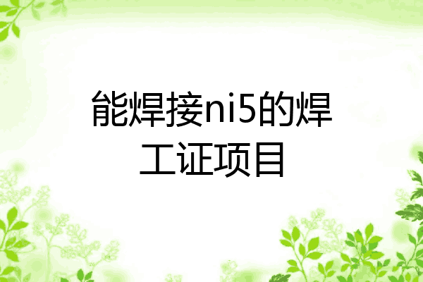 能焊接ni5的焊工证项目
