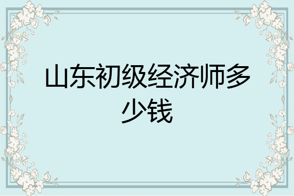 山东初级经济师多少钱