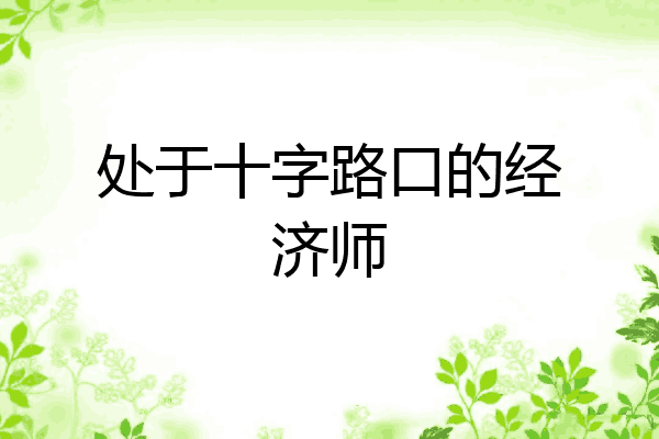 处于十字路口的经济师