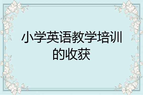 小学英语教学培训的收获