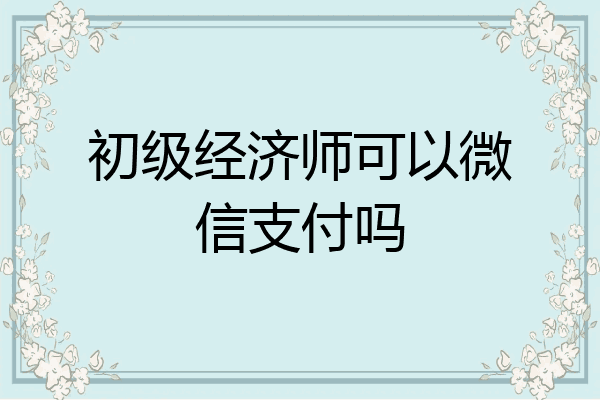 初级经济师可以微信支付吗
