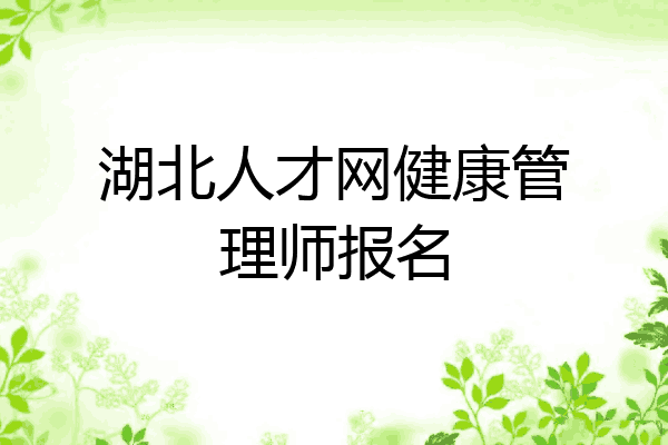 湖北人才网健康管理师报名