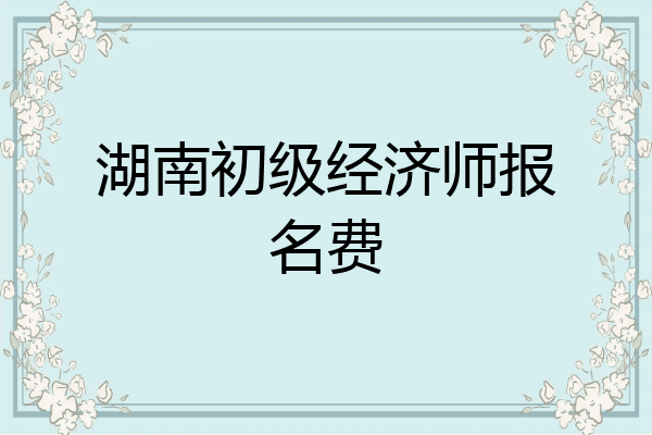 湖南初级经济师报名费