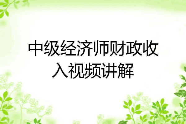 中级经济师财政收入视频讲解