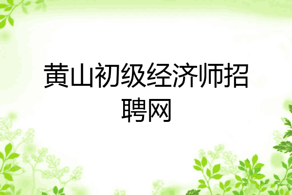 黄山初级经济师招聘网