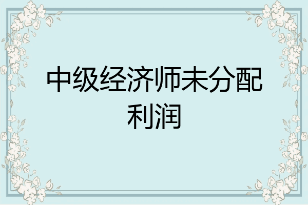 中级经济师未分配利润