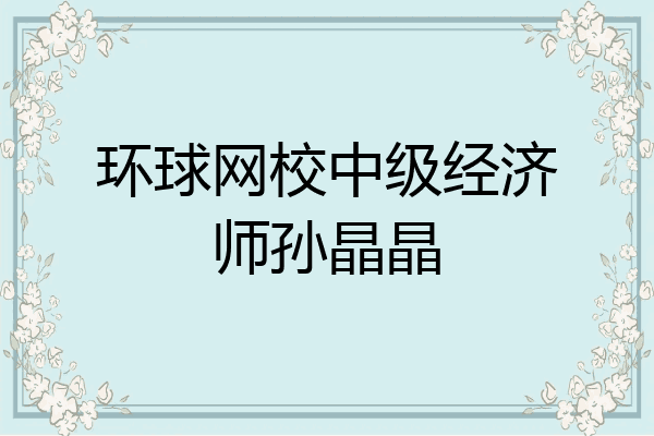 环球网校中级经济师孙晶晶