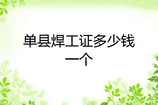 单县焊工证多少钱一个