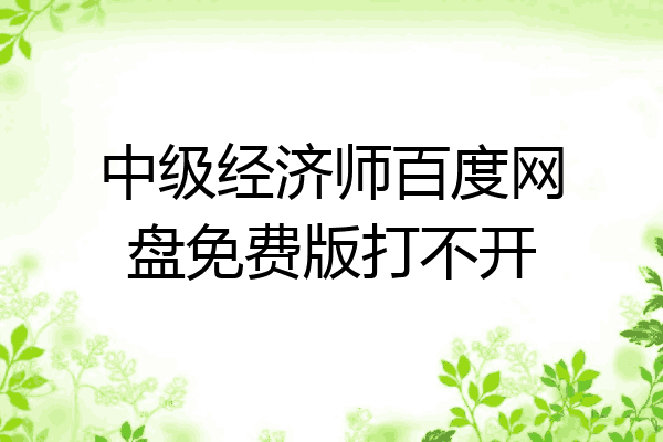 中级经济师百度网盘免费版打不开