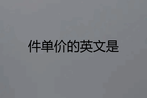 件单价的英文是