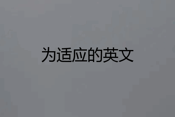 为适应的英文