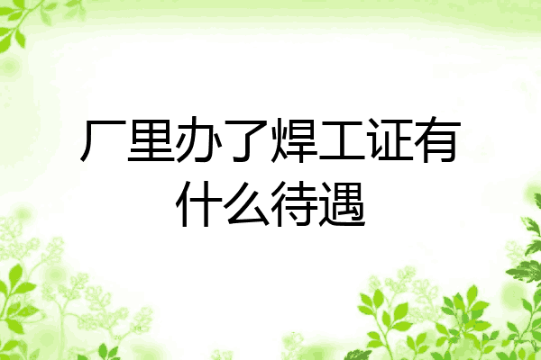 厂里办了焊工证有什么待遇