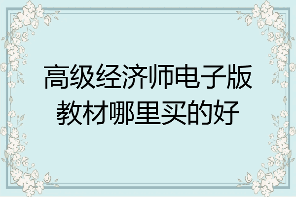 高级经济师电子版教材哪里买的好