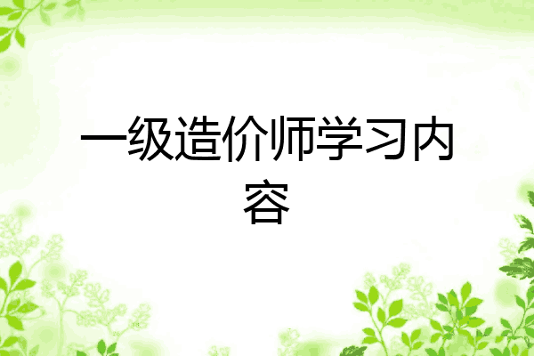 一级造价师学习内容