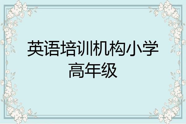 英语培训机构小学高年级