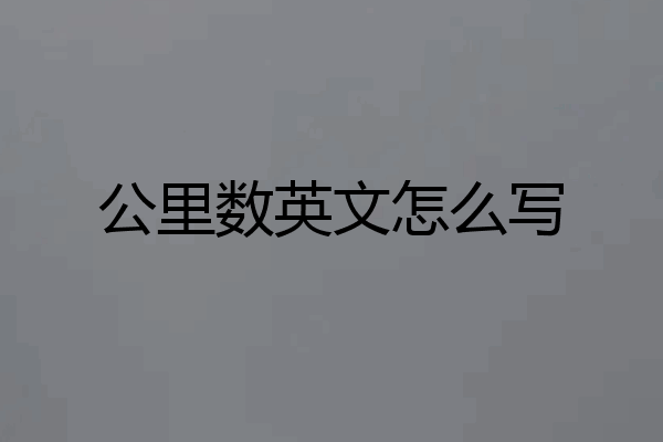 公里数英文怎么写