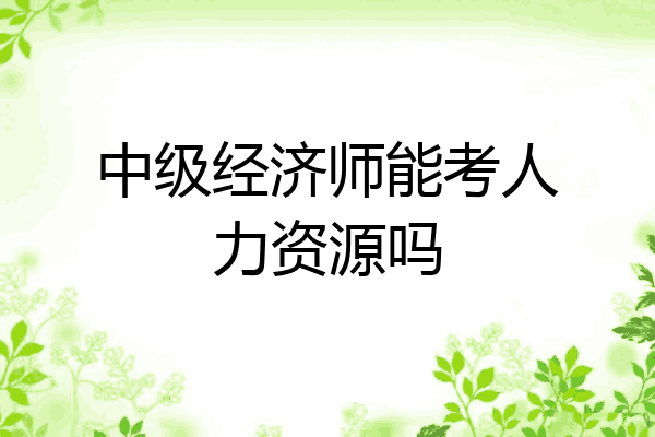 中级经济师能考人力资源吗