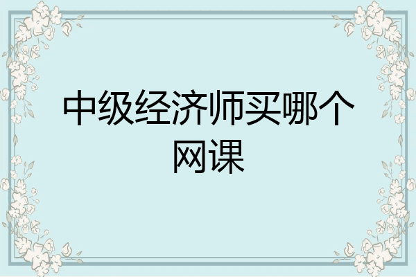 中级经济师买哪个网课