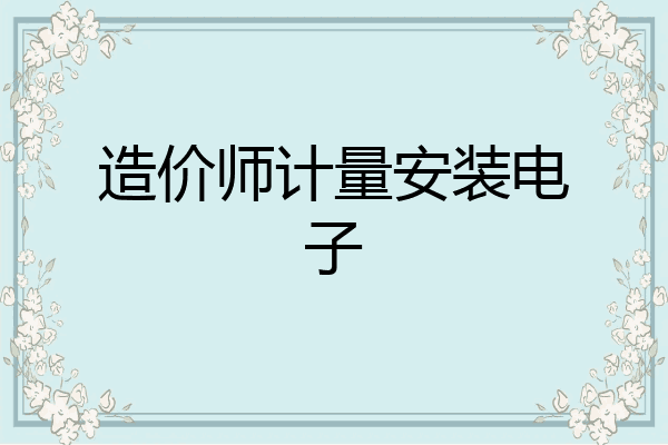造价师计量安装电子