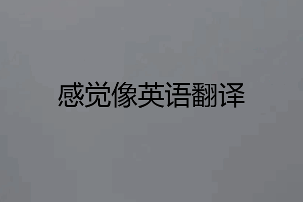 感觉像英语翻译